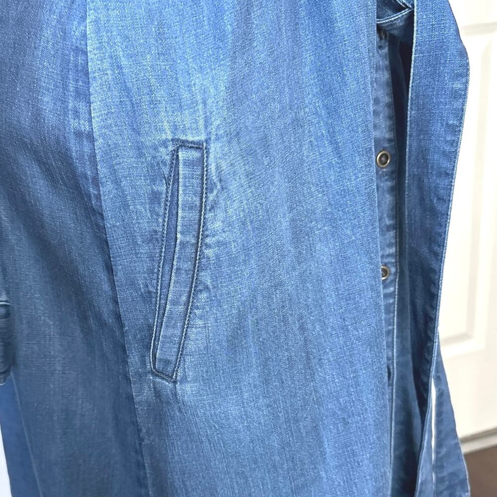 Coldwater Creek Midi Shirt Dress Long Sleeve Chambray Blue Button Front SzLarge - Picture 6 of 8
